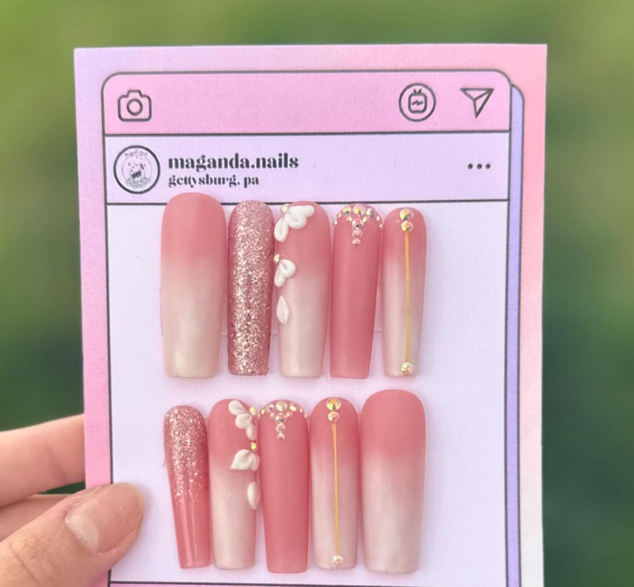 Pink + White Ombre & Acrylic Flowers
