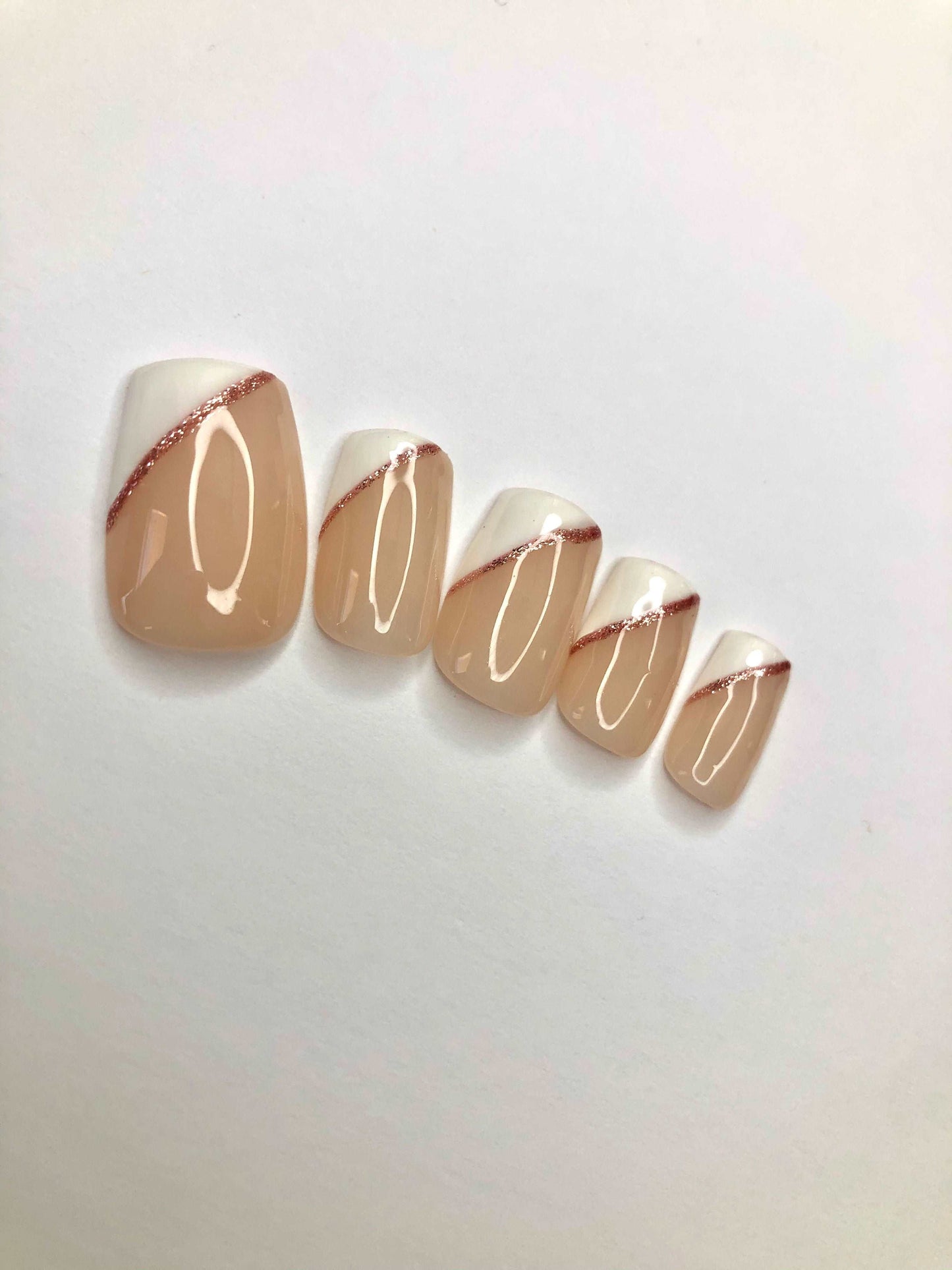 Rose Glitter Lined Half French