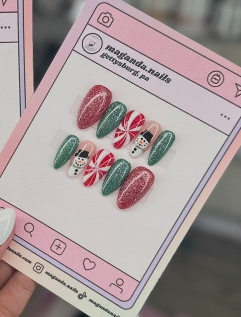 Red & Green Sparkle Snowman